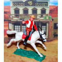 Timpo Mounted 3rd Series Cowboy in Red/White (1973)